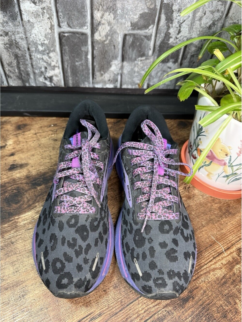 Brooks Ghost 14 Electric Cheetah Run Wild Black/Purple Low Top Athletic Sneaker - Picture 2 of 7
